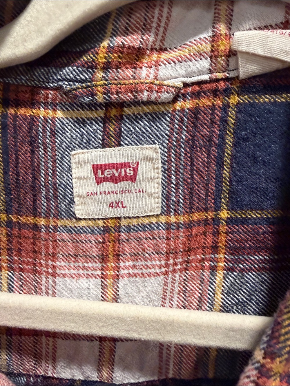 Levi’s Men’s 4XL Plaid Flannel Button Down Shirt NWOT Big & Tall - Picture 7 of 7